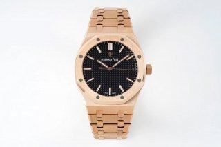 Royal Oak 41mm 15500 RG APSF 1:1 Best Edition Black Textured Dial on RG Bracelet SA4302 Super Clone