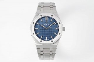 Royal Oak 41mm 15500 SS APSF 1:1 Best Edition Blue Textured Dial on SS Bracelet A4302 Super Clone