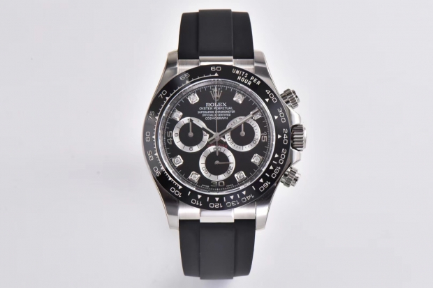 Daytona 116519 Clean Factory 1:1 Best Edition Black Diamonds Dial on Oysterflex Rubber Strap SA4130