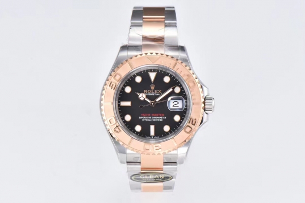 Yacht-Master 126621 SS/RG Clean Factory 904L Steel Black Dial on SS/RG Bracelet VR3235