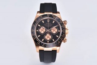 Daytona 116515 RG Clean Factory 1:1 Best Edition Black Ceramic Bezel Black Stick Dial on Oysterflex Rubber Strap A4130