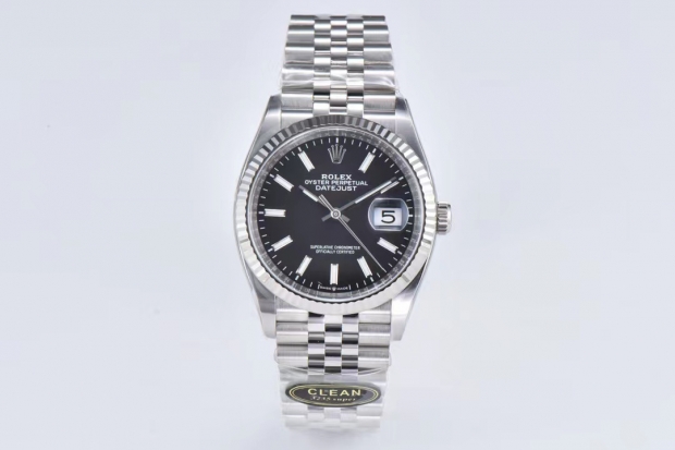 DateJust 36 126234 904L SS Clean Factory 1:1 Best Edition Fluted Bezel Black Dial on Jubilee Bracelet VR3235