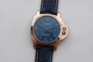 PAM1114 VSF 1:1Best Edition Blue Dial on Blue Leather Strap Super CloneP9010