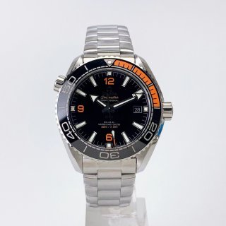 Planet Ocean 43.5mm SS VSF 1:1 Best Edition Black/Orange Bezel Black Dial on SS Bracelet A8900 Super Clone