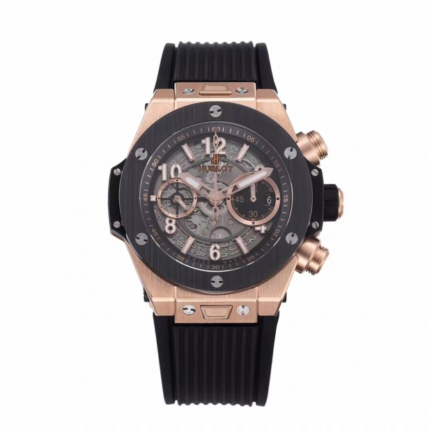 Hublot Big Bang Unico RG Ceramic ZF 1:1 Best Edition Skeleton Dial on Black Rubber Strap A1280