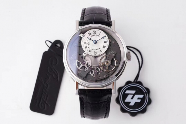 Tradition 7097BB SS ZF 1:1 Best Edition White/Gray Dial on Black Leather Strap A505